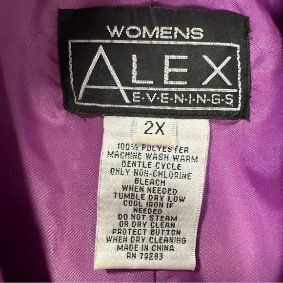 Alex Evenings Iridescent Purple Taffeta 3/4 Sleeve Wrap Blouse Plus Size 2X - Picture 6 of 6